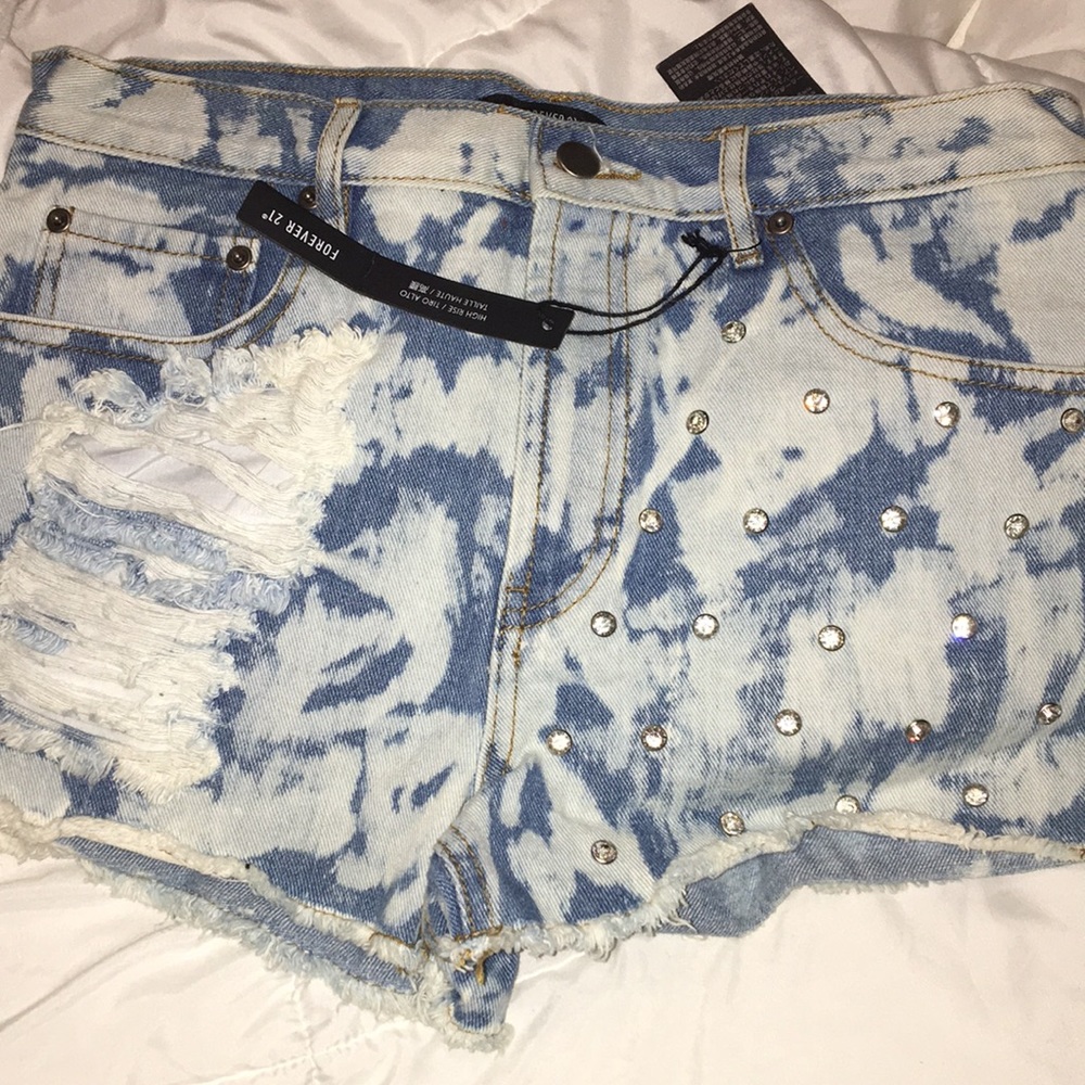 Forever 21 Tie dye denim jeans with rime stones